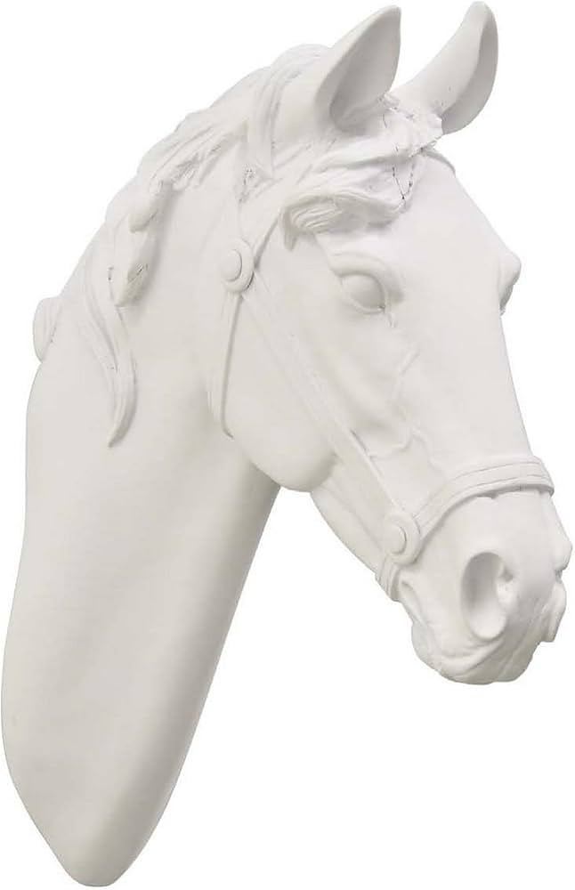Lilie 14 Inch Horse Head Bust Statuette, Wall Mount Design, Resin, White | Amazon (US)