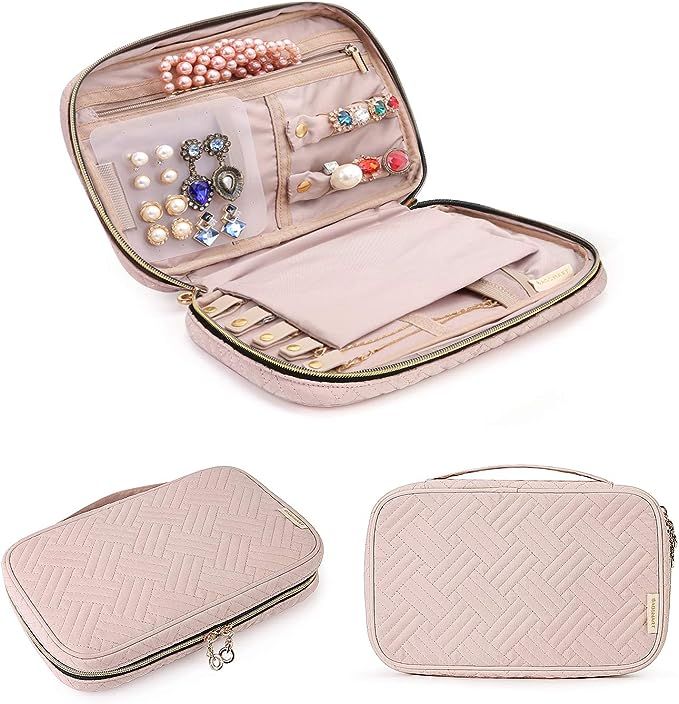 BAGSMART Jewelry Organizer Case Travel Jewelry Storage Bag for Necklace, Earrings, Rings, Bracele... | Amazon (US)