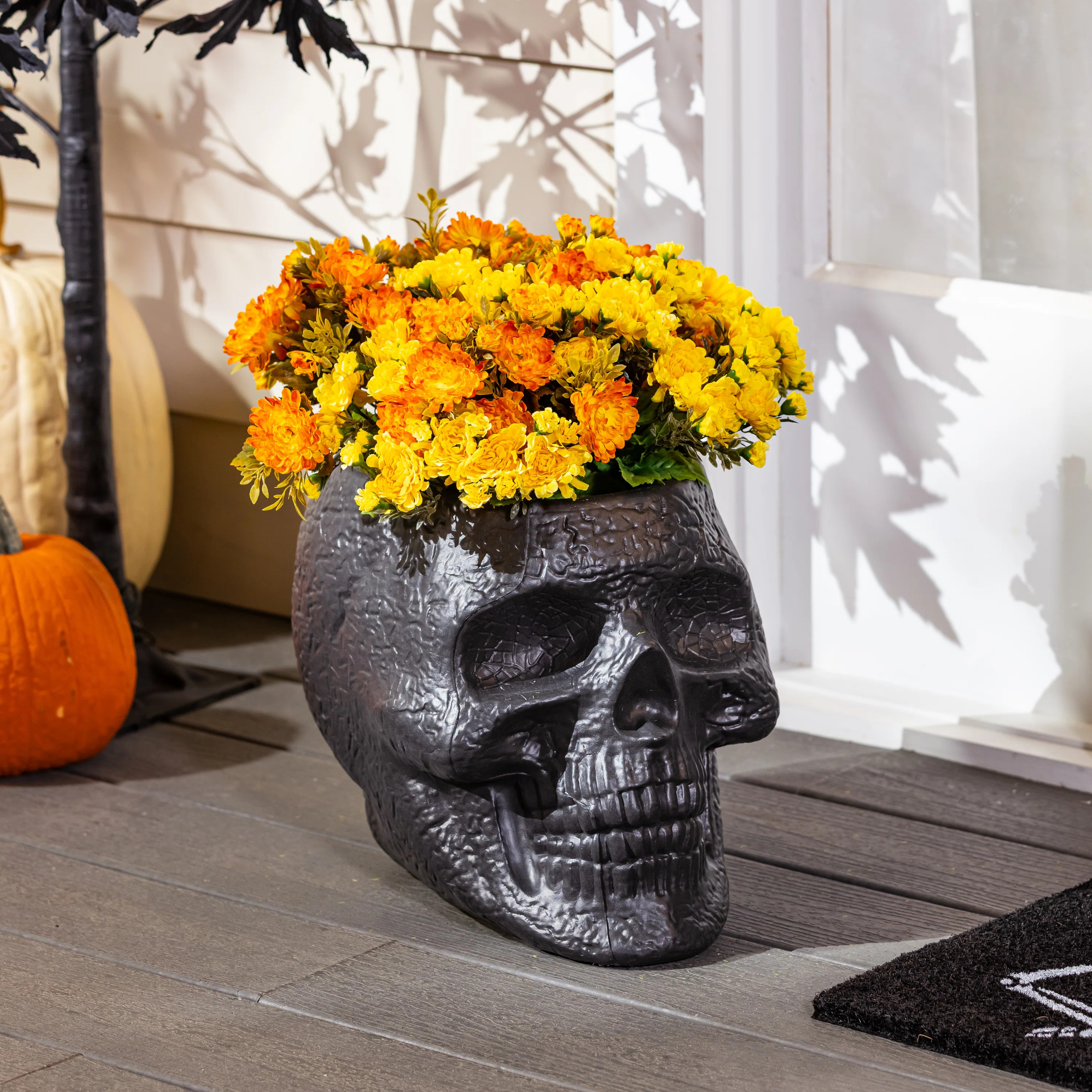 11in Skull Shaped Planter and Halloween Candy Holder | Wayfair North America