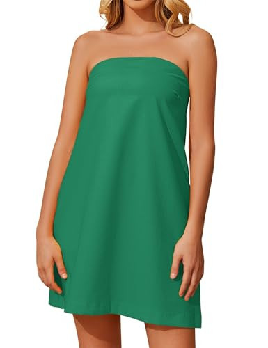 Meladyan Women’s Summer Tube Dress Strapless Backless Mini Tube Dress Smocked Cut Out Relaxed Mini Dresses with Pockets Green | Amazon (US)