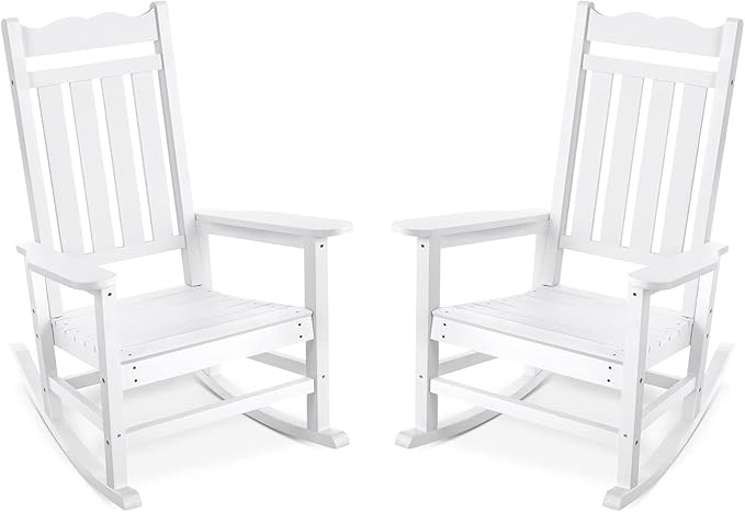 Stoog Set of 2 Outdoor Rocking Chairs, HIPS Plastic Porch Rocker with 400 lbs Weight Capacity, fo... | Amazon (US)