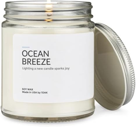 1OAK Soy Wax Scented Candles (Ocean Breeze) - Soy Candles for Home Scented - Long Burning Candles... | Amazon (US)