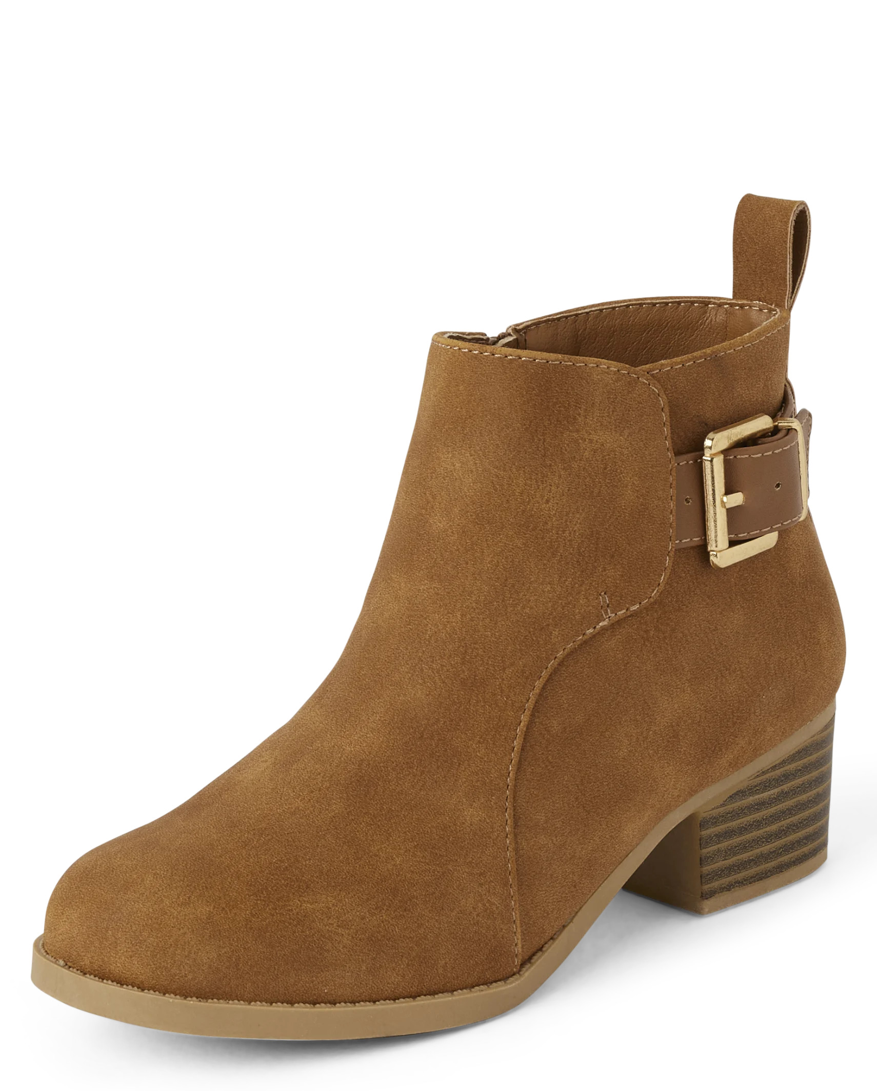 Girls Buckle Heel Booties - chestnut | The Children's Place