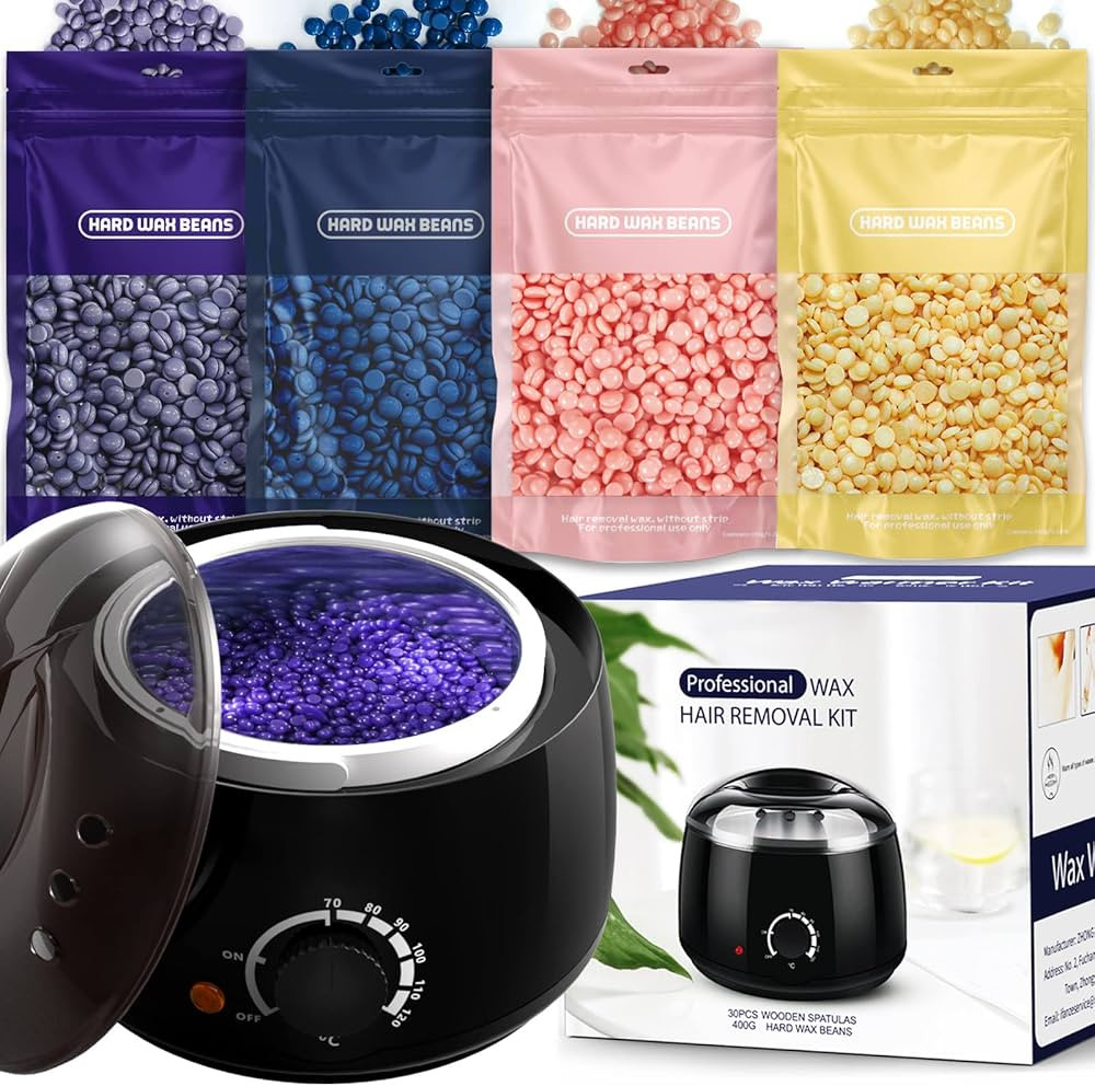 Waxing Kits Wax Full Kit, Wax Warmer Hair Removal Kit with 4 * 100g Hard Waxing Beads & 30 Waxing... | Amazon (CA)