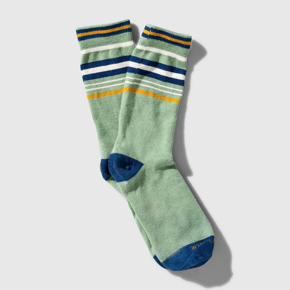 United By Blue Organic Striped Crew Socks - Aqua Foam S | Target