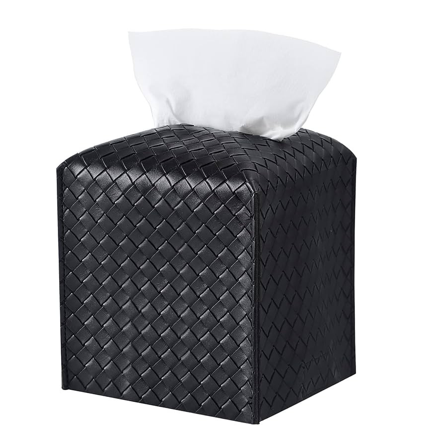 Tissue Box Cover PU Leather Tissue Holder Square Facial Tissue Case Facial Paper Organizer Dispen... | Amazon (US)