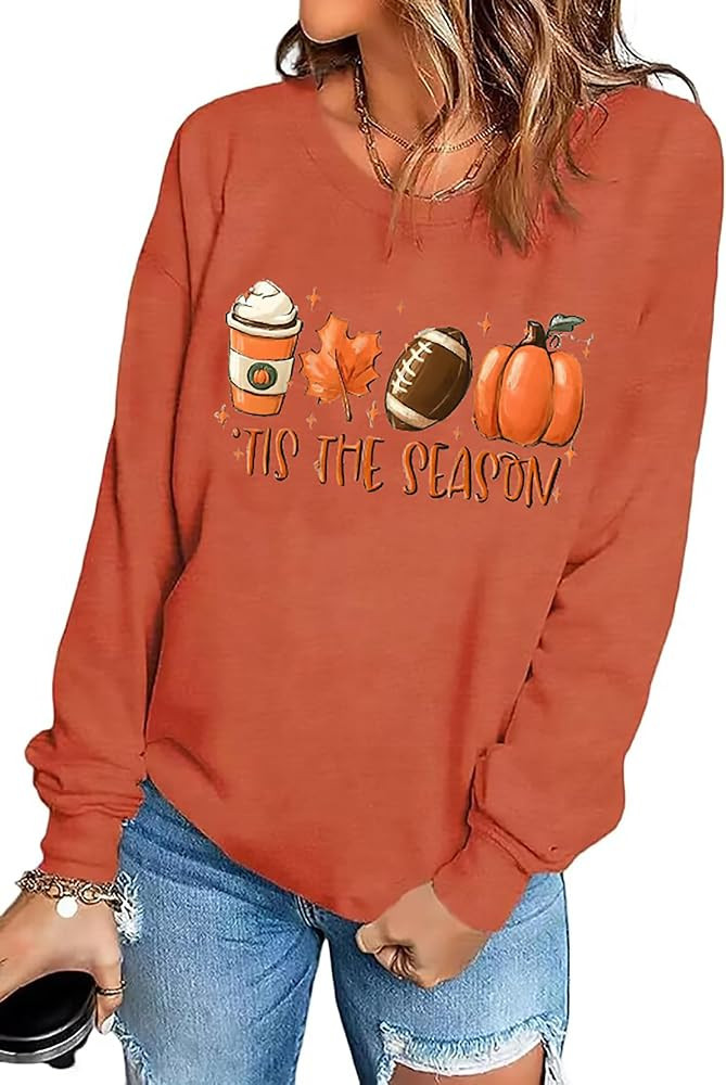 It's Fall Y'all Leopard Plaid Dot Pumpkin Sweatshirt Women's Halloween Long Sleeve Casual Pullove... | Amazon (US)