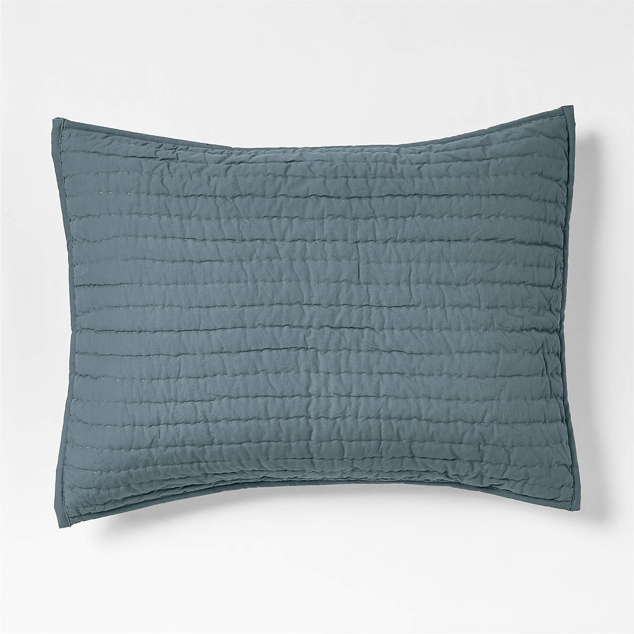 Cozy Cloud Slate Blue Washed Organic Cotton Kids Quilted Pillow Sham + Reviews | Crate & Kids | Crate & Barrel