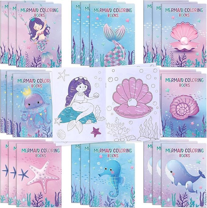 24 Pcs Mermaid Coloring Books for Kids in Bulk Mermaid Party Favors Mermaid Theme Activity Books ... | Amazon (US)