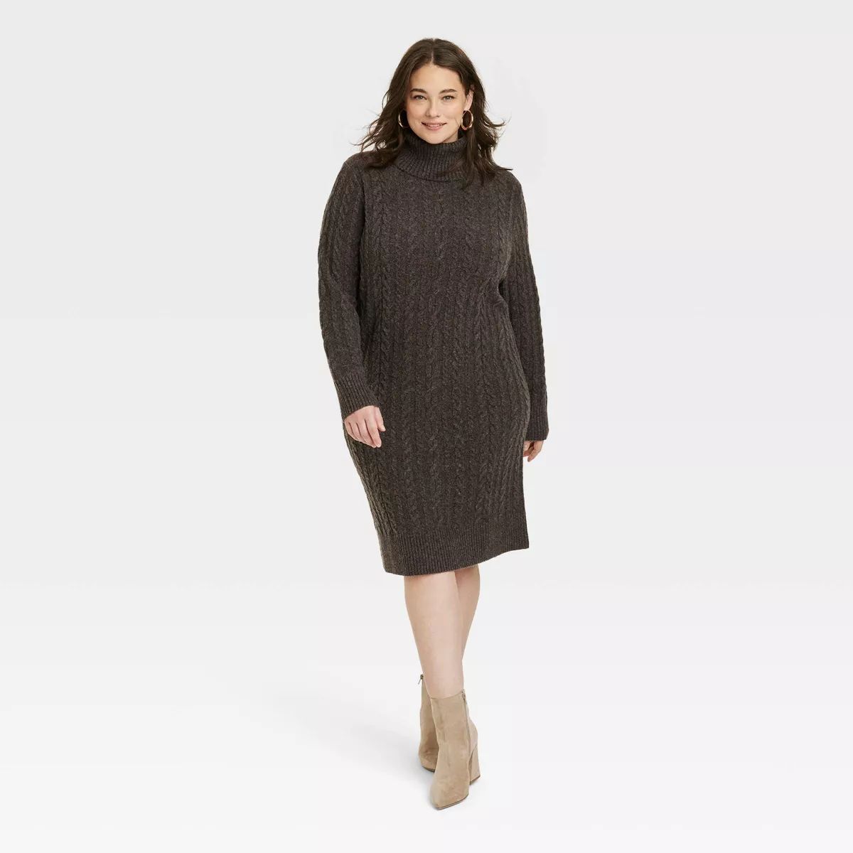 Women's Turtleneck Long Sleeve Cozy Sweater Dress - A New Day™ | Target
