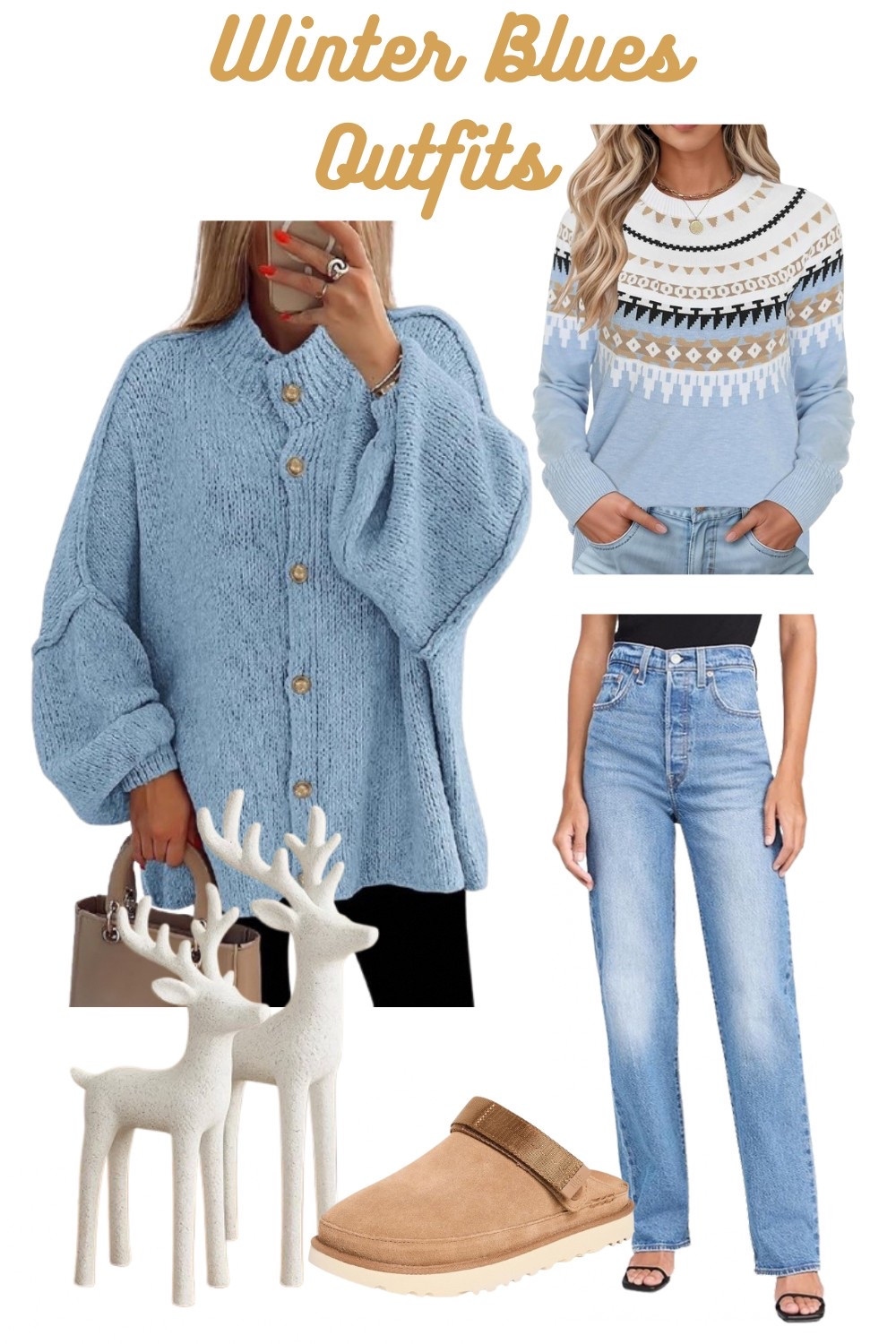 Winter Women’s Outfits 
Blue Sweaters, Levi’s jeans
Ugg Shoes 

#LTKMidsize #LTKmomlife #LTKBeauty