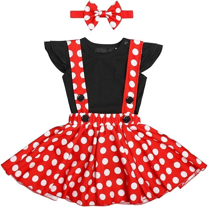 IBTOM CASTLE Polka Dots Tutu Costume for Baby Girl Princess 1st Birthday Party,Dress Up w/Overall... | Amazon (US)