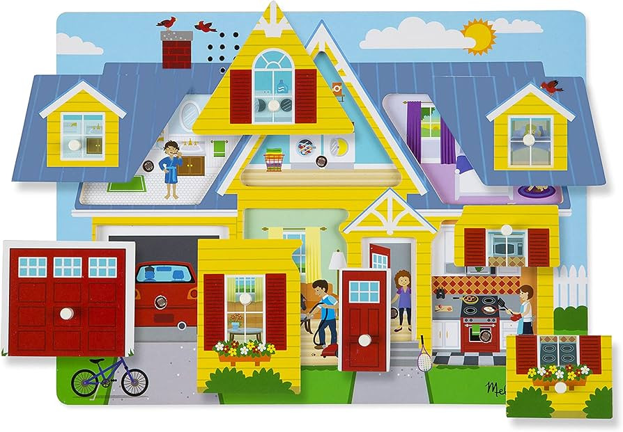 Melissa & Doug Around the House Sound Puzzle - Wooden Peg Puzzle (8 pcs) - Chunky Puzzles, Wooden... | Amazon (US)