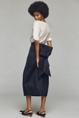 Maeve Sculpted Bow Midi Skirt | Anthropologie (US)