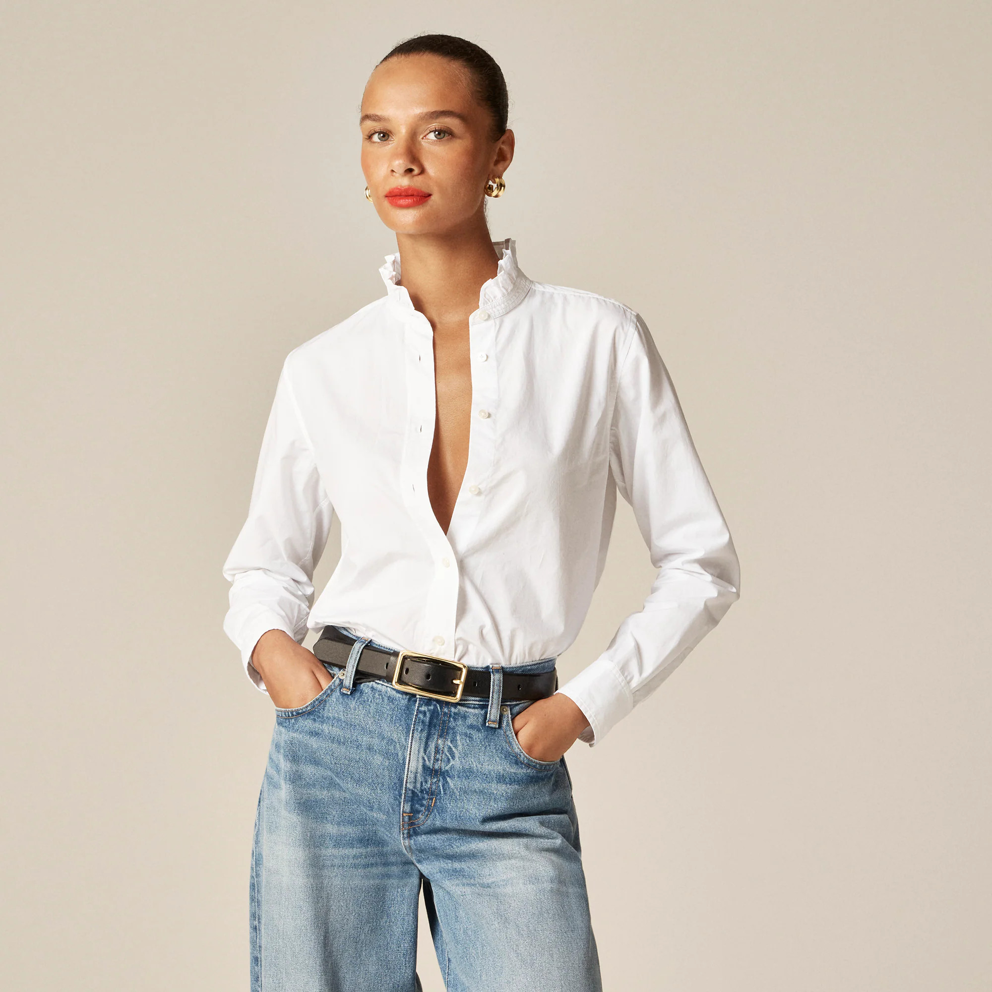 Jules classic-fit shirt with ruffle trim | J. Crew US