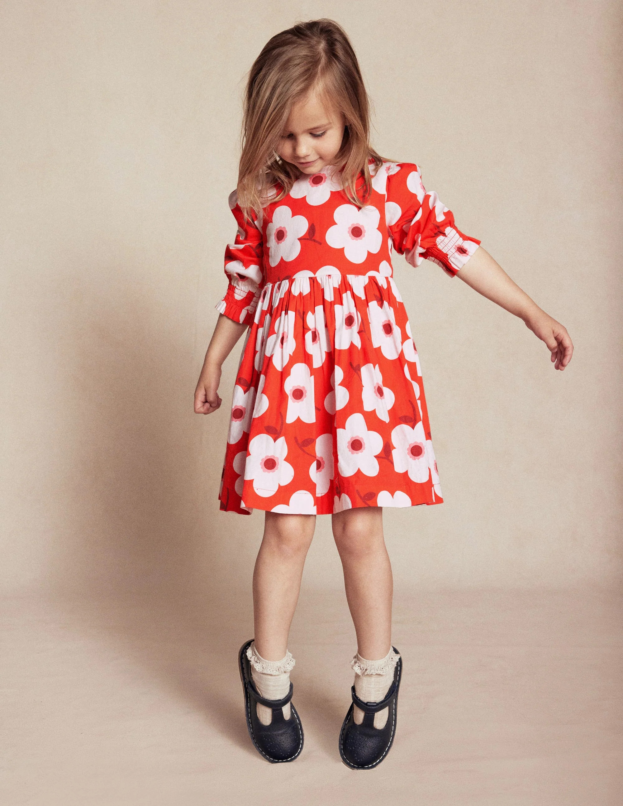 Madeline Long Sleeve Dress-Sunset Orange Giant Daisy | Boden (US)