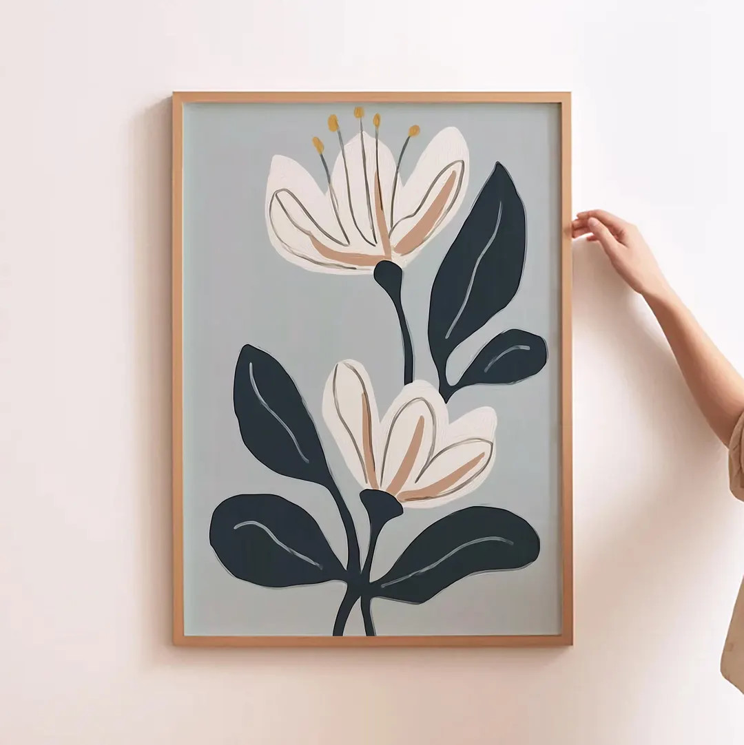 Abstract Floral, Mid Century Modern, Printable Wall Art, Light Blue Art, Bedroom Flower Wall Art,... | Etsy (US)