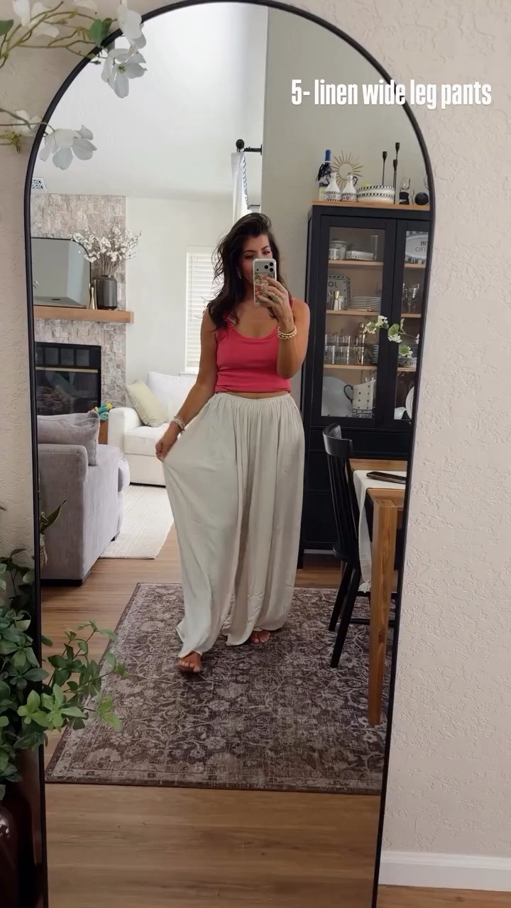 5- linen wide leg pants