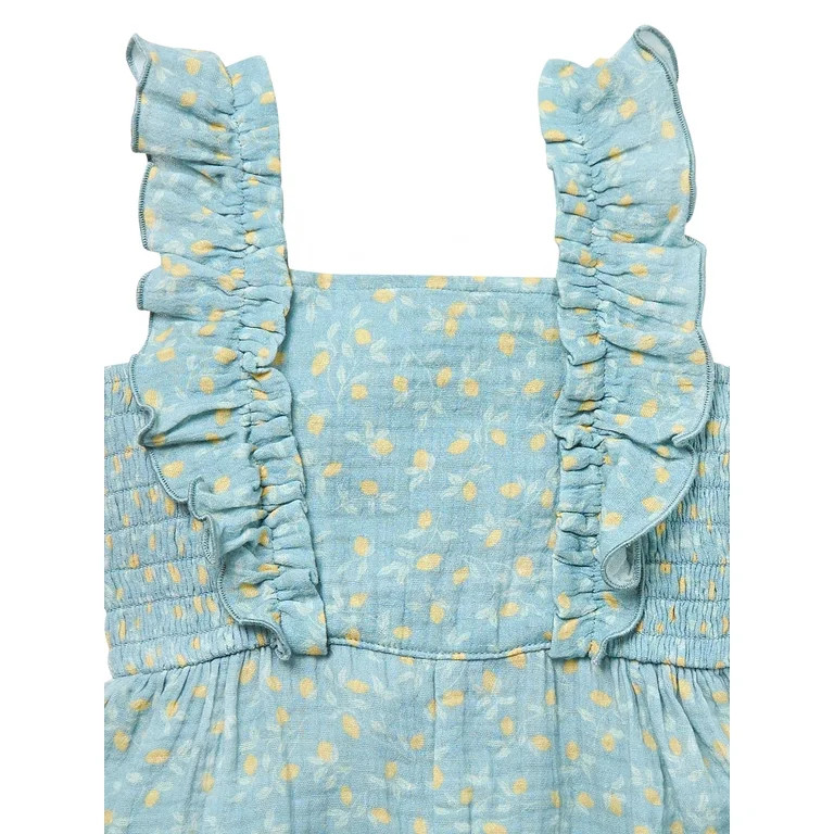 Modern Moments by Gerber Toddler Girl Smock Ruffle Wide Leg Romper, Sizes 12M-5T | Walmart (US)