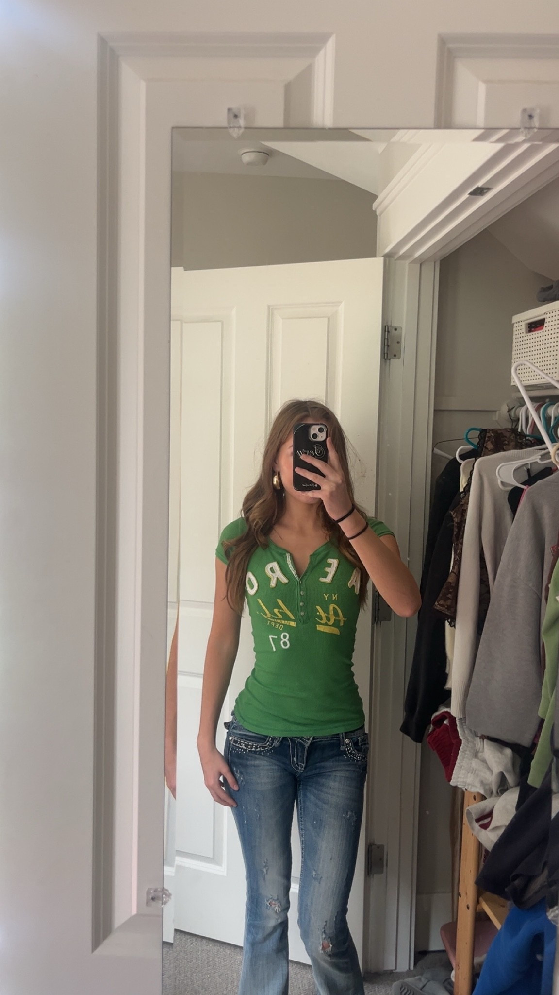 Top is vintage aero so it’s not for sale, but I tagged the closest tops I could find and if you want an exact replica, you could find one on Depop