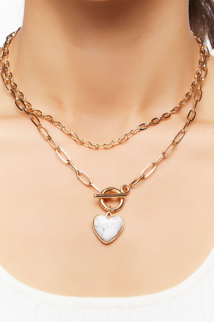 Marble Heart Layered Necklace | Forever 21