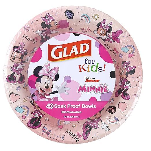 Glad for Kids Disney Mickey and Friends 12oz Paper Bowls| Disney Minnie Mouse Pink Polka Dot Pape... | Amazon (US)