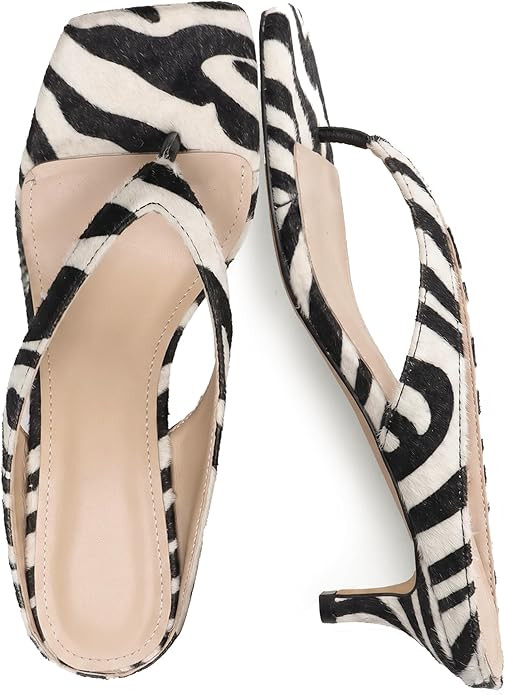 Riekhany Riekany Kitten Heeled Sandals for Women Slip On Square Clip Toe Flip Flips Low Heel Pump... | Amazon (US)
