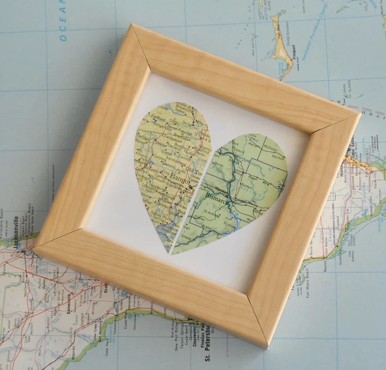 Personalized Gift for Mom Long Distance Map Heart - Etsy | Etsy (US)