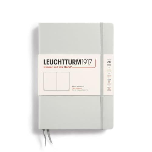 LEUCHTTURM1917 - Notebook Hardcover Medium A5-251 Numbered Pages for Writing and Journaling (Light Grey, Plain) | Amazon (US)