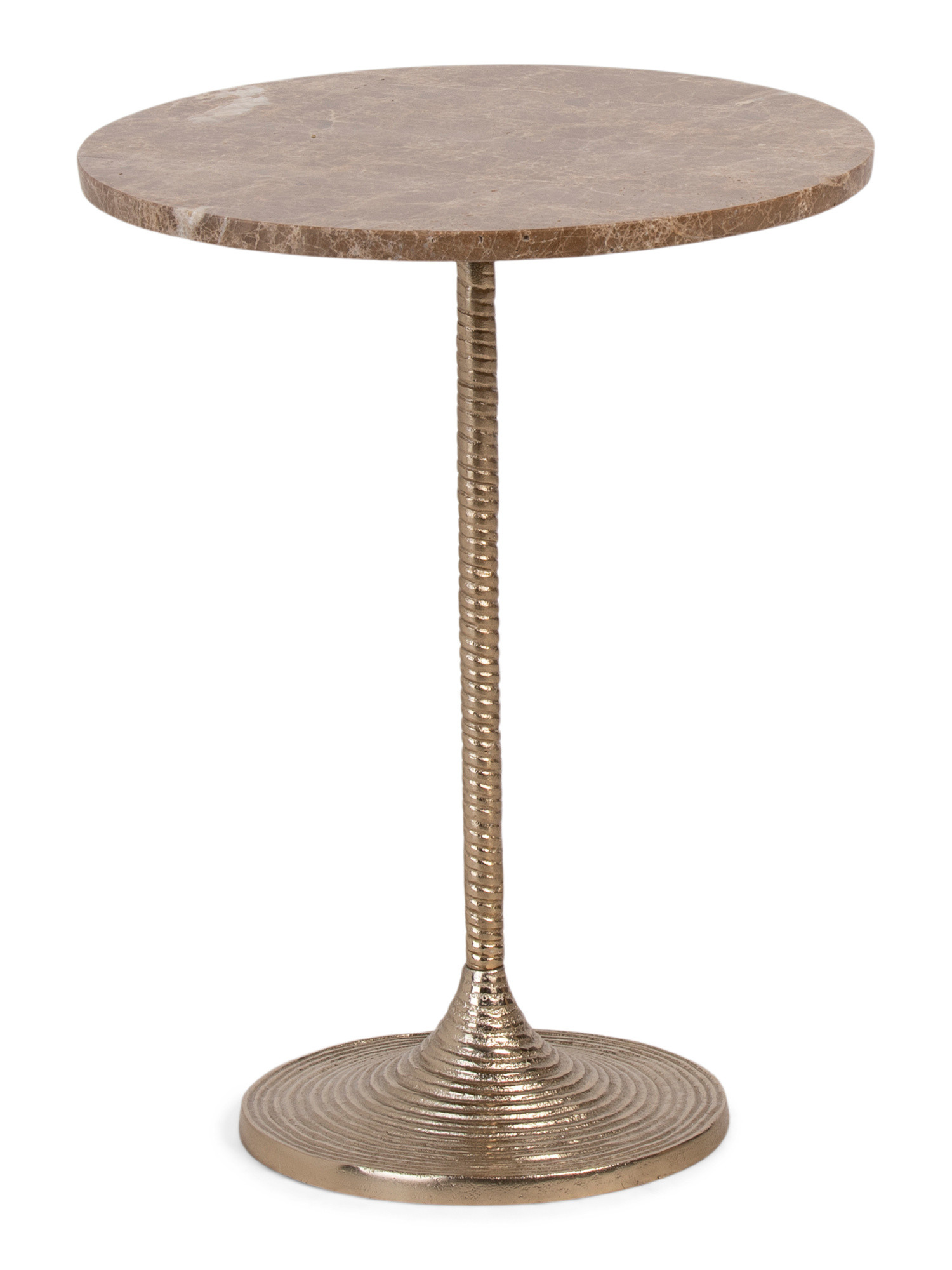 20in Marble Tabletop Twisted Metal Accent Table | TJ Maxx