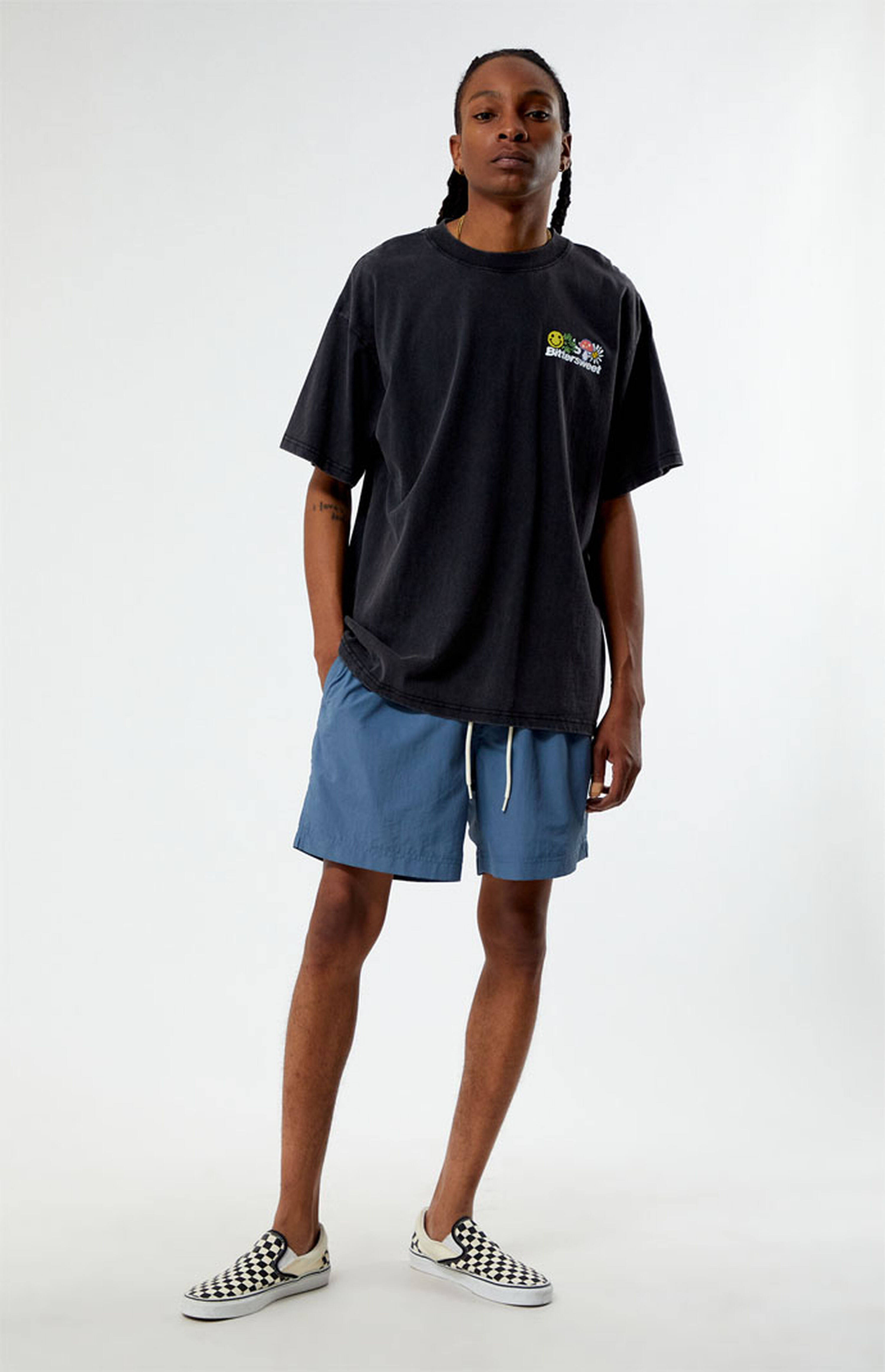 PacSun Blue Nylon Collegiate 6.5" Swim Trunks | PacSun