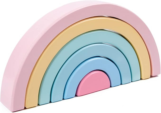 Curious Melodies (Pastel Rainbow) | Wooden Toy Stacking Blocks | Balancing Jumbo Block Set | Stac... | Amazon (US)