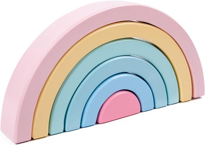 Curious Melodies (Pastel Rainbow) | Wooden Toy Stacking Blocks | Balancing Jumbo Block Set | Stac... | Amazon (US)