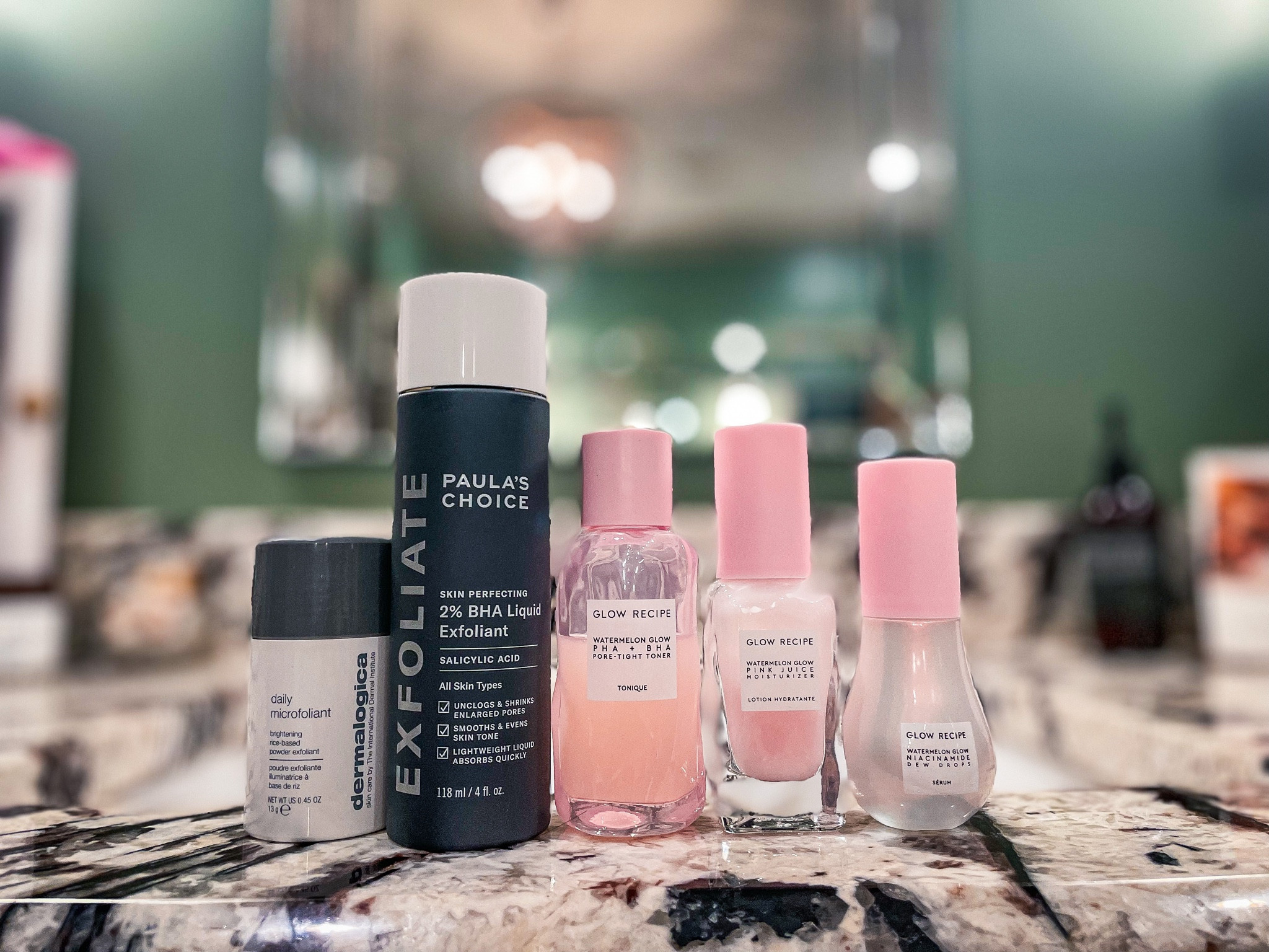 I’ve never had skin this smooth! Ever! I finally feel like I’ve perfected my skin care routine.
I’ve always dealt with large pores, oily skin and rough texture. I’ve included a picture of the products I use, in the order that I use them, from left to right!

1. Microexfoliant
2. Liquid exfoliant
3. Toner
4. Moisturizer
5. Serum 

#LTKbeauty #LTKstyletip #LTKwedding