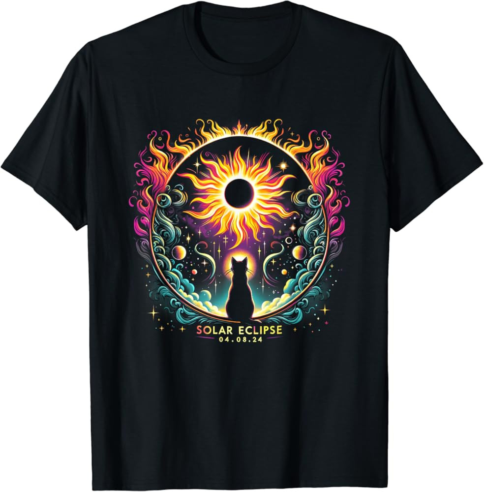 View Totality April 8 2024 Solar Eclipse Cat Lover Astronomy T-Shirt | Amazon (US)