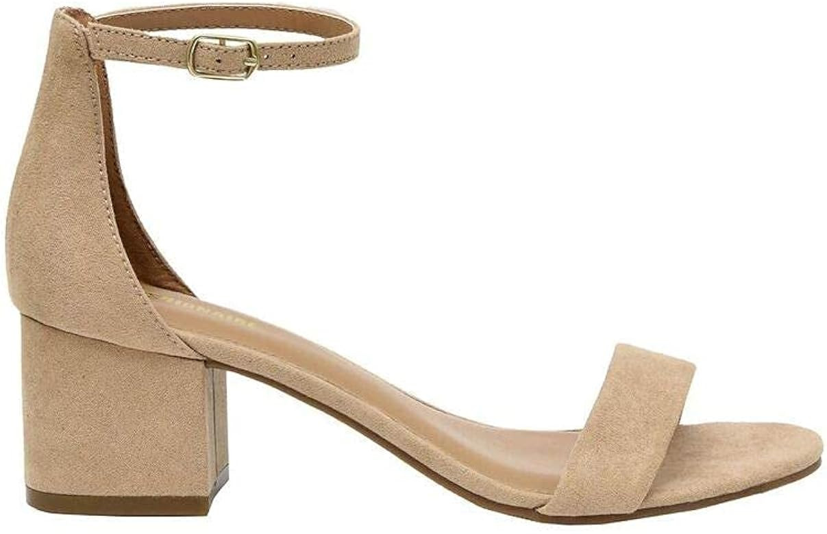 CUSHIONAIRE Women's Alba one Band mid Block Heel Sandal +Memory Foam Insole | Amazon (US)