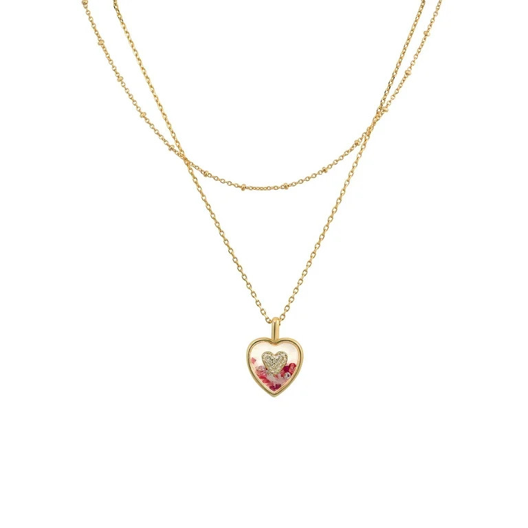 Believe by Brilliance Crystal and Cubic Zirconia Heart Shaker Necklaces in 14KT Gold Flash Plated | Walmart (US)