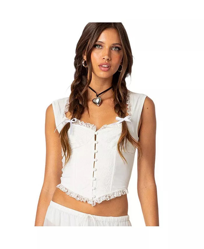 Women's Button front lacey corset Top | Macy's