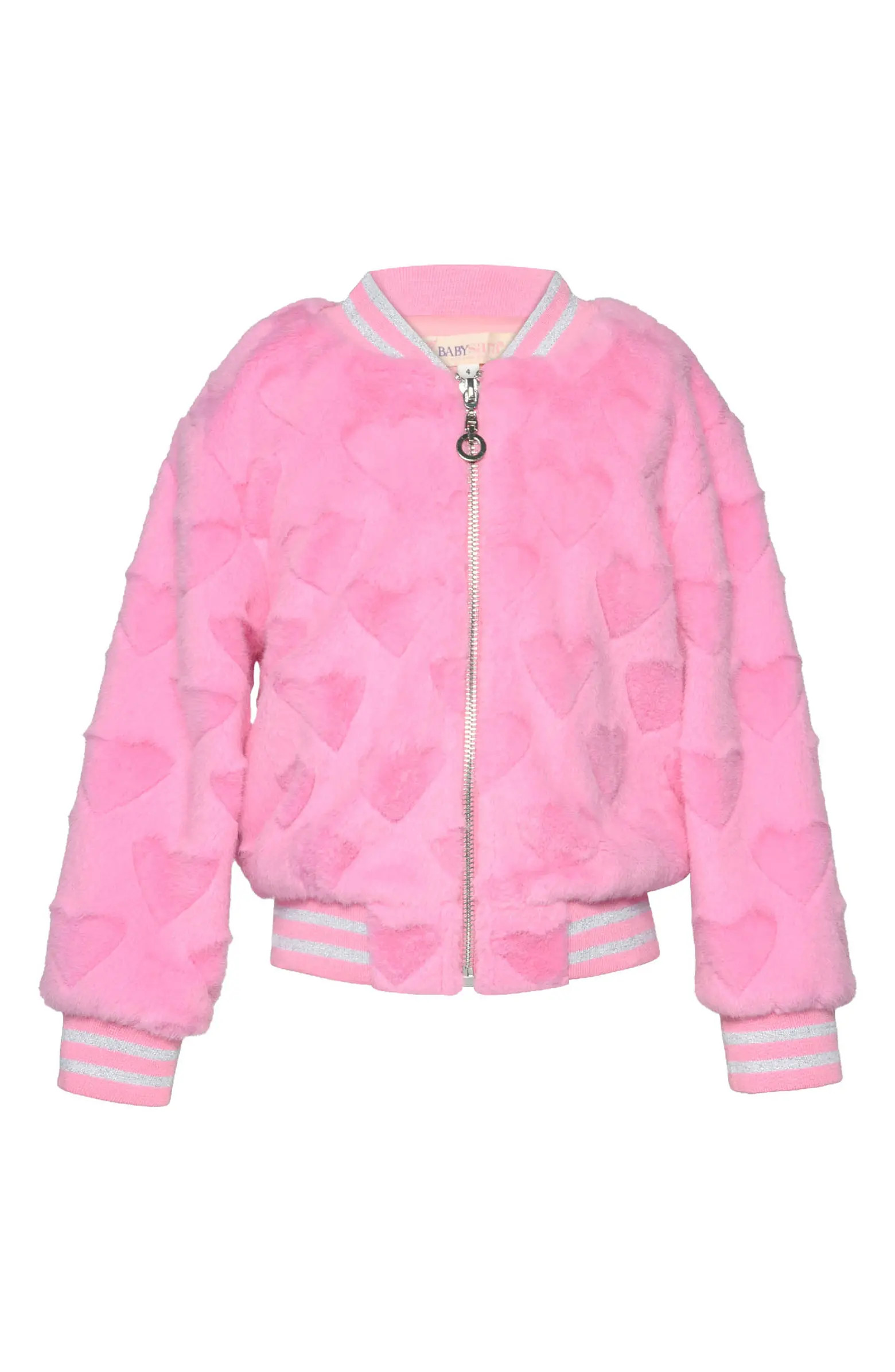 Truly Me Kids' Faux Fur Heart Bomber Jacket | Nordstrom | Nordstrom