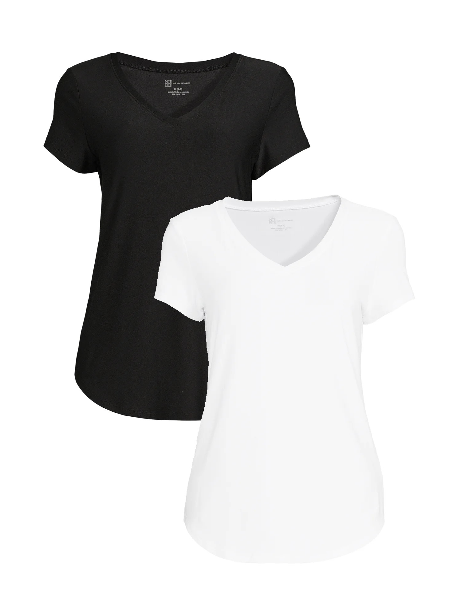 No Boundaries Juniors' Brushed V-Neck T-Shirt with Short Sleeves, 2 Pack - Walmart.com | Walmart (US)