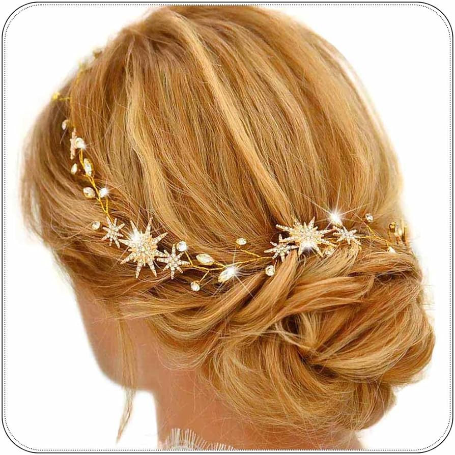 Unicra Star Rhinestone Bride Wedding Hair Vine Gold Bridal Hair Piece Crystal Hair Accessories fo... | Amazon (US)