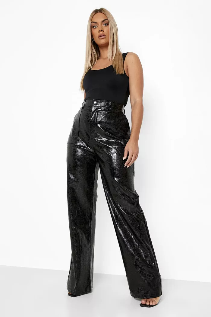 Plus Croc Pu Pants | boohoo (US & Canada)