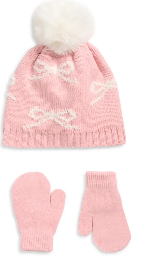 Capelli New York Kids' Bow Beanie & Mittens Set | Nordstrom | Nordstrom