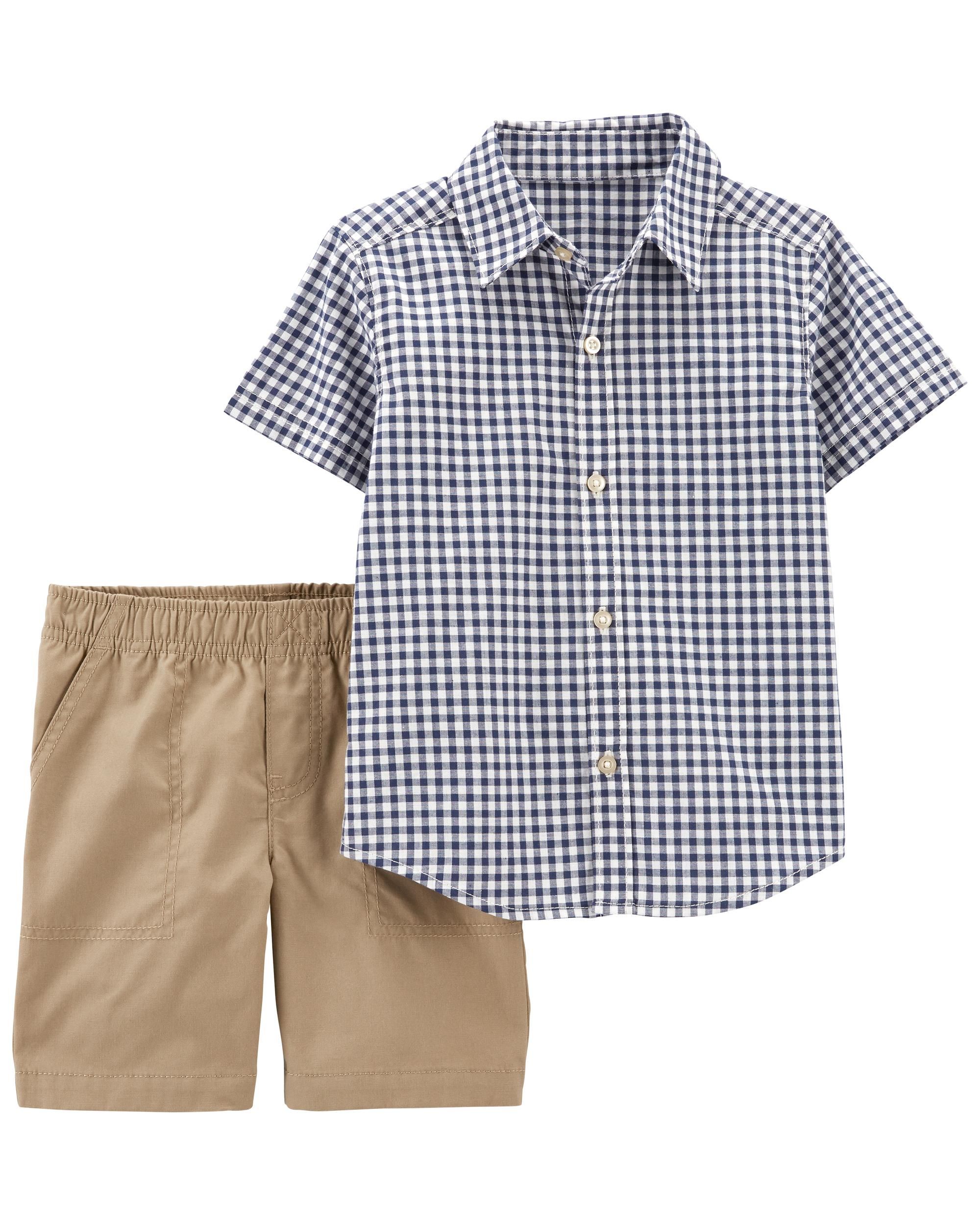 Toddler 2-Piece Plaid Button-Front Shirt & Short Set | Carter's