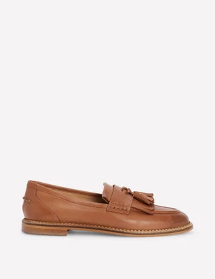 Boden Women's Nya Ghillie Flat Loafers in Brown | Size 42 | Boden (US)