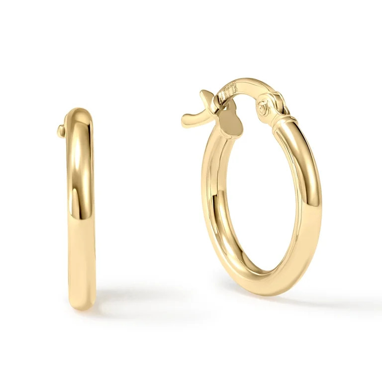 14K Yellow Gold Round Gold Hoop Earring for Women | High-Polish, \u00bd Inch Diameter, Ultra Slim... | Walmart (US)