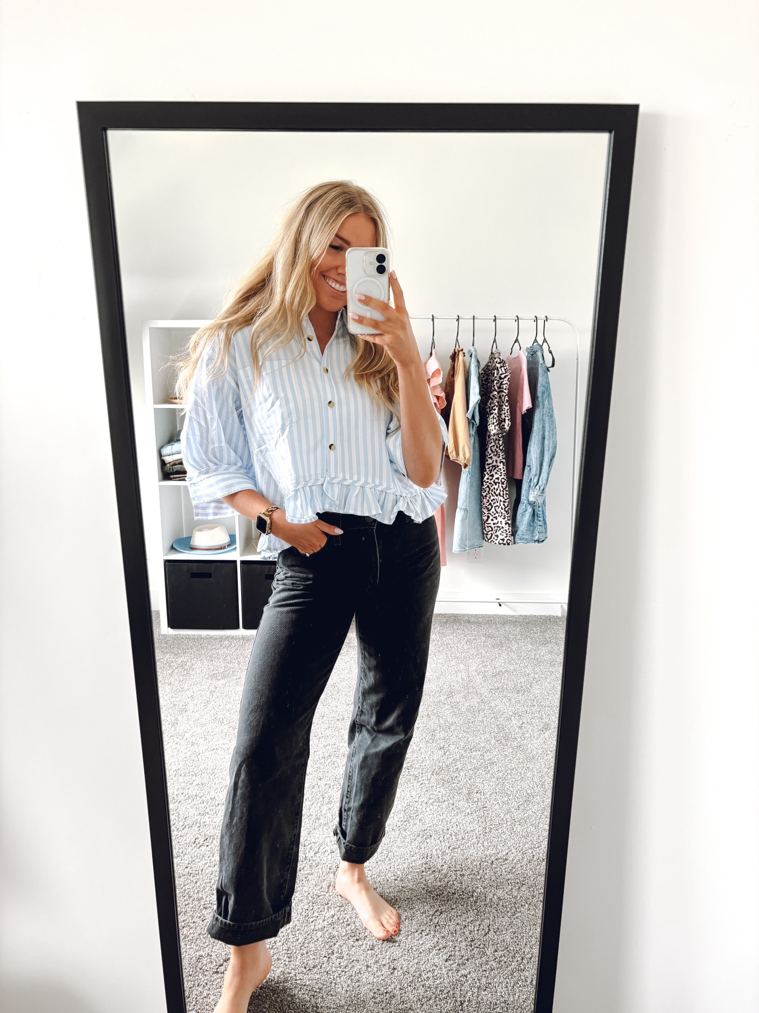 love this twist on your typical button down top! perfect for a teacher outfit! wearing my usual size M! more colors!

Levi jeans: true to size 

| womens tops | teacher outfit | teacher top | womens blouse | button down striped shirt | fall fashion 

#LTKFindsUnder50 #LTKWorkwear #LTKSeasonal