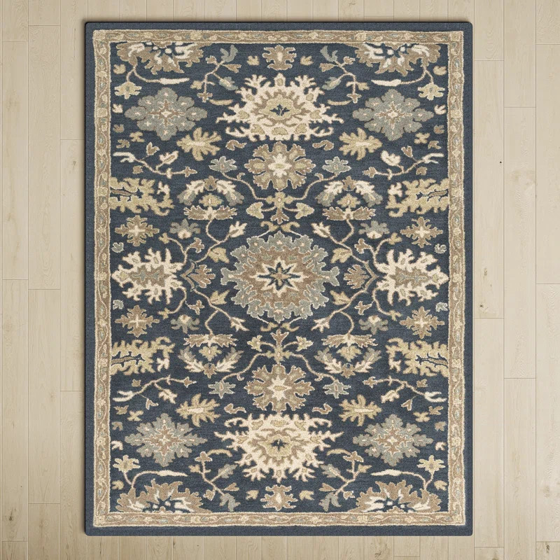 Arden Hand Tufted Wool Navy/Brown/Light Beige Rug | Birch Lane
