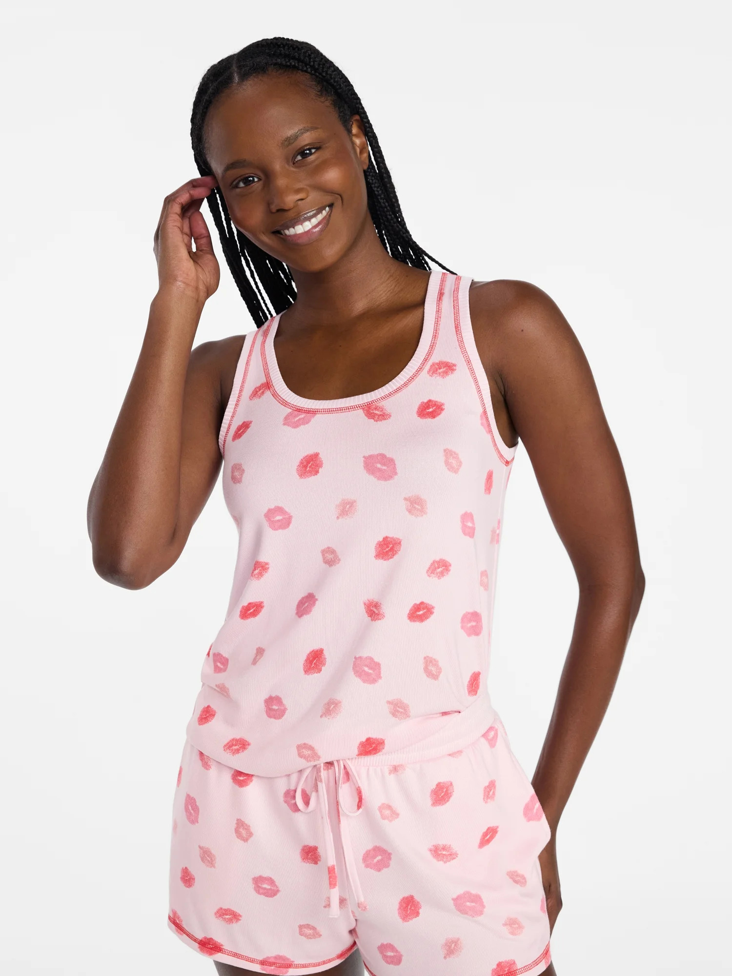 Joyspun Women's Cozy Lounge Collection Hacci Knit Tank Top and Shorts Pajama Set, 2-Piece, Sizes ... | Walmart (US)