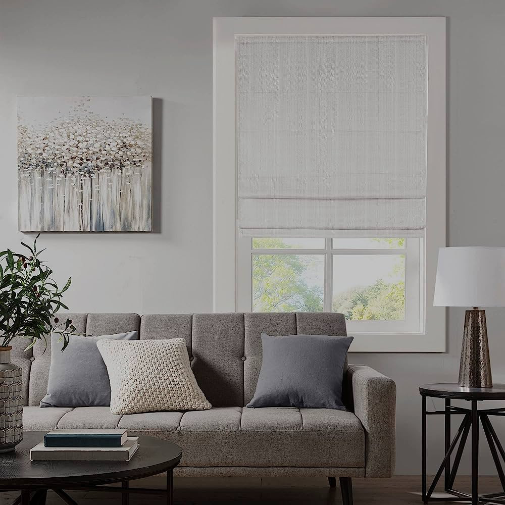 Madison Park Galen Cordless Roman Shades - Fabric Privacy Single Panel Total Blackout, Energy Eff... | Amazon (US)